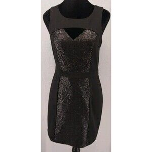 BCBGeneration Black Bodycon Sequin Open Back Mini Dress Formal Party Size 6